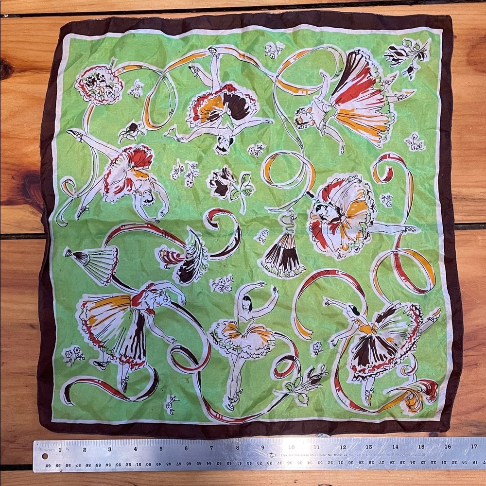 Colorful Ballet Dancer Pure Silk Scarf 16” Square
